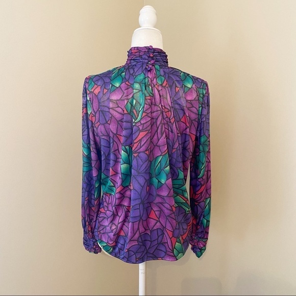 TESS Vintage Stained Glass High Neck Blouse - 8P - Picture 3 of 15